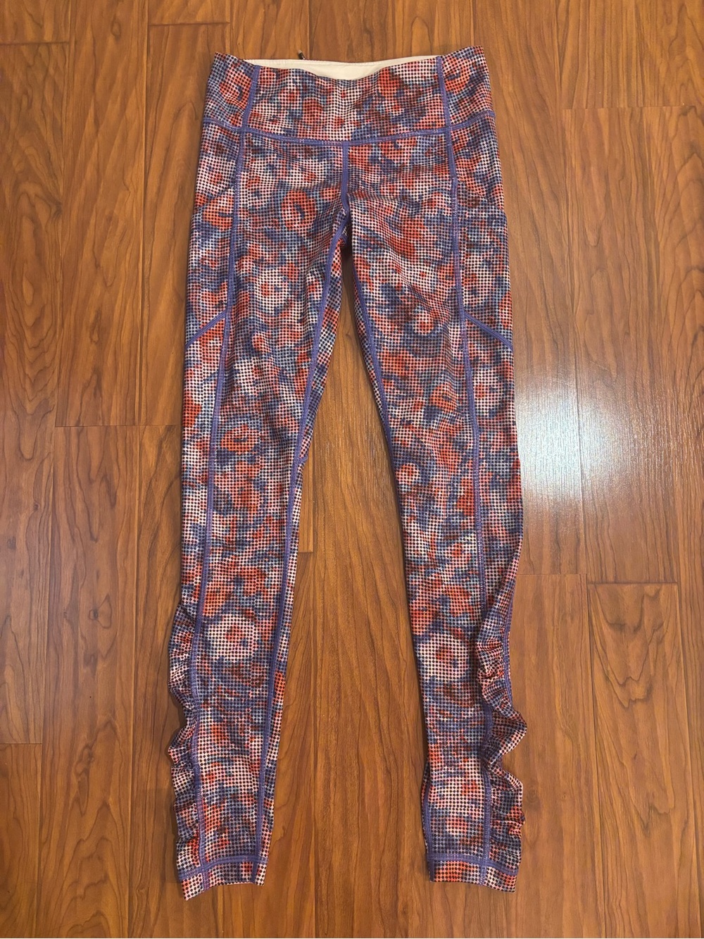 Lululemon Speed Tight IV Checker Blooms Multi Print Ruched Hem Leggings Size 4